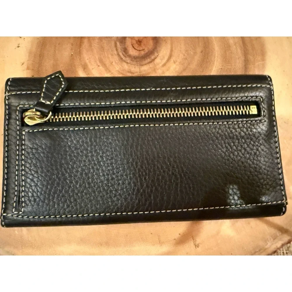 Dooney‎ & Bourke Dillen Double Pocket Black Pebbled Leather Hobo Bag & Wallet